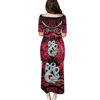 Personalised Maori Matariki Manaia Whero Family Matching Puletasi and Hawaiian Shirt Maori Kowhaiwhai Pattern Galaxy