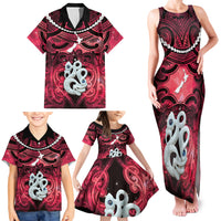 Personalised Maori Matariki Manaia Whero Family Matching Tank Maxi Dress and Hawaiian Shirt Maori Kowhaiwhai Pattern Galaxy