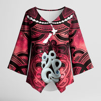 Personalised Maori Matariki Manaia Whero Kimono Sleeve Blouse Maori Kowhaiwhai Pattern Galaxy