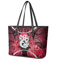 Maori Matariki Manaia Whero Leather Tote Bag Maori Kowhaiwhai Pattern Galaxy LT01 - Polynesian Pride