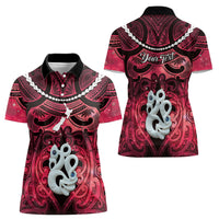 Personalised Maori Matariki Manaia Whero Women Polo Shirt Maori Kowhaiwhai Pattern Galaxy