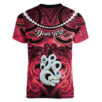 Personalised Maori Matariki Manaia Whero Women V-Neck T-Shirt Maori Kowhaiwhai Pattern Galaxy