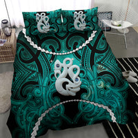Maori Matariki Manaia Turquoise Bedding Set Maori Kowhaiwhai Pattern Galaxy