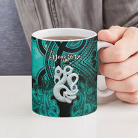 Personalised Maori Matariki Manaia Turquoise Ceramic Mug Maori Kowhaiwhai Pattern Galaxy