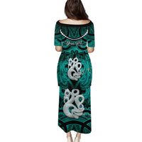 Personalised Maori Matariki Manaia Turquoise Puletasi Maori Kowhaiwhai Pattern Galaxy LT01 - Polynesian Pride