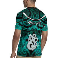 Personalised Maori Matariki Manaia Turquoise Rugby Jersey Maori Kowhaiwhai Pattern Galaxy