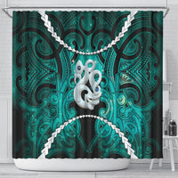 Maori Matariki Manaia Turquoise Shower Curtain Maori Kowhaiwhai Pattern Galaxy LT01 - Polynesian Pride
