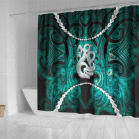 Maori Matariki Manaia Turquoise Shower Curtain Maori Kowhaiwhai Pattern Galaxy LT01 - Polynesian Pride
