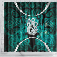 Maori Matariki Manaia Turquoise Shower Curtain Maori Kowhaiwhai Pattern Galaxy LT01 - Polynesian Pride