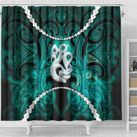 Maori Matariki Manaia Turquoise Shower Curtain Maori Kowhaiwhai Pattern Galaxy LT01 - Polynesian Pride