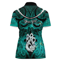 Personalised Maori Matariki Manaia Turquoise Women Polo Shirt Maori Kowhaiwhai Pattern Galaxy