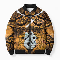 Personalised Maori Matariki Manaia Kowhai Bomber Puffer Jacket Maori Kowhaiwhai Pattern Galaxy LT01 Unisex Yellow - Polynesian Pride