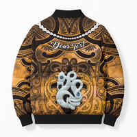 Personalised Maori Matariki Manaia Kowhai Bomber Puffer Jacket Maori Kowhaiwhai Pattern Galaxy LT01 - Polynesian Pride