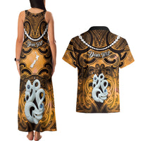 Personalised Maori Matariki Manaia Kowhai Couples Matching Tank Maxi Dress and Hawaiian Shirt Maori Kowhaiwhai Pattern Galaxy