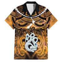 Personalised Maori Matariki Manaia Kowhai Family Matching Off The Shoulder Long Sleeve Dress and Hawaiian Shirt Maori Kowhaiwhai Pattern Galaxy