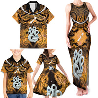 Personalised Maori Matariki Manaia Kowhai Family Matching Tank Maxi Dress and Hawaiian Shirt Maori Kowhaiwhai Pattern Galaxy