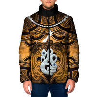 Personalised Maori Matariki Manaia Kowhai Padded Jacket Maori Kowhaiwhai Pattern Galaxy LT01 Men Yellow - Polynesian Pride