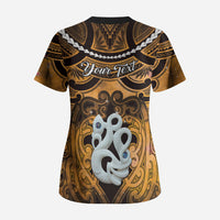 Personalised Maori Matariki Manaia Kowhai Scrub Top Maori Kowhaiwhai Pattern Galaxy LT01 - Polynesian Pride