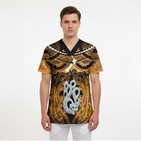 Personalised Maori Matariki Manaia Kowhai Scrub Top Maori Kowhaiwhai Pattern Galaxy LT01 - Polynesian Pride
