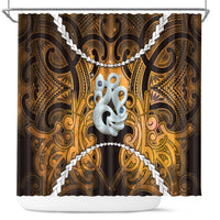 Maori Matariki Manaia Kowhai Shower Curtain Maori Kowhaiwhai Pattern Galaxy LT01 Yellow - Polynesian Pride