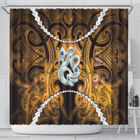Maori Matariki Manaia Kowhai Shower Curtain Maori Kowhaiwhai Pattern Galaxy LT01 - Polynesian Pride