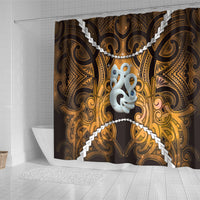 Maori Matariki Manaia Kowhai Shower Curtain Maori Kowhaiwhai Pattern Galaxy LT01 - Polynesian Pride