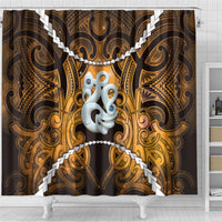 Maori Matariki Manaia Kowhai Shower Curtain Maori Kowhaiwhai Pattern Galaxy LT01 - Polynesian Pride