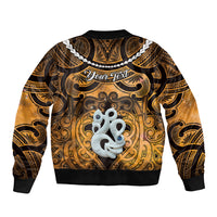 Personalised Maori Matariki Manaia Kowhai Sleeve Zip Bomber Jacket Maori Kowhaiwhai Pattern Galaxy