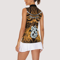 Personalised Maori Matariki Manaia Kowhai Women Sleeveless Polo Shirt Maori Kowhaiwhai Pattern Galaxy