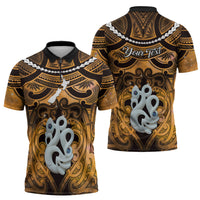 Personalised Maori Matariki Manaia Kowhai Zipper Polo Shirt Maori Kowhaiwhai Pattern Galaxy LT01 - Polynesian Pride