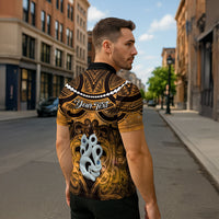 Personalised Maori Matariki Manaia Kowhai Zipper Polo Shirt Maori Kowhaiwhai Pattern Galaxy LT01 - Polynesian Pride