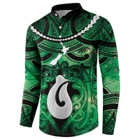 Personalised Maori Matariki Hei Matau Kakariki Button Sweatshirt Maori Kowhaiwhai Pattern Galaxy LT01 - Polynesian Pride