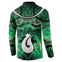Personalised Maori Matariki Hei Matau Kakariki Button Sweatshirt Maori Kowhaiwhai Pattern Galaxy LT01 - Polynesian Pride