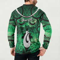 Personalised Maori Matariki Hei Matau Kakariki Button Sweatshirt Maori Kowhaiwhai Pattern Galaxy LT01 - Polynesian Pride