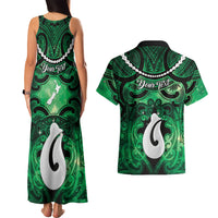 Personalised Maori Matariki Hei Matau Kakariki Couples Matching Tank Maxi Dress and Hawaiian Shirt Maori Kowhaiwhai Pattern Galaxy