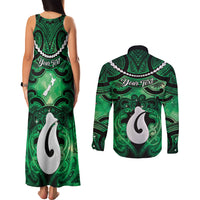 Personalised Maori Matariki Hei Matau Kakariki Couples Matching Tank Maxi Dress and Long Sleeve Button Shirt Maori Kowhaiwhai Pattern Galaxy