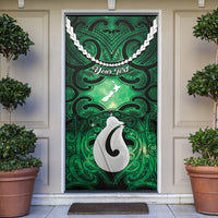 Personalised Maori Matariki Hei Matau Kakariki Door Cover Maori Kowhaiwhai Pattern Galaxy