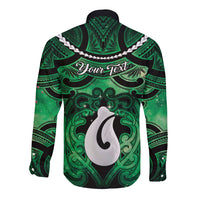 Personalised Maori Matariki Hei Matau Kakariki Long Sleeve Button Shirt Maori Kowhaiwhai Pattern Galaxy