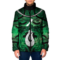 Personalised Maori Matariki Hei Matau Kakariki Padded Jacket Maori Kowhaiwhai Pattern Galaxy LT01 Men Green - Polynesian Pride