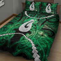 Maori Matariki Hei Matau Kakariki Quilt Bed Set Maori Kowhaiwhai Pattern Galaxy