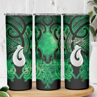 Personalised Maori Matariki Hei Matau Kakariki Skinny Tumbler Maori Kowhaiwhai Pattern Galaxy