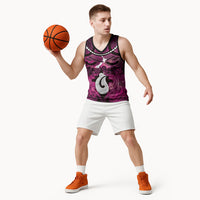 Personalised Maori Matariki Hei Matau Mawhero Basketball Jersey Maori Kowhaiwhai Pattern Galaxy