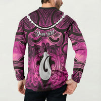 Personalised Maori Matariki Hei Matau Mawhero Button Sweatshirt Maori Kowhaiwhai Pattern Galaxy LT01 - Polynesian Pride