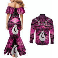 Personalised Maori Matariki Hei Matau Mawhero Couples Matching Mermaid Dress and Long Sleeve Button Shirt Maori Kowhaiwhai Pattern Galaxy