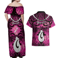 Personalised Maori Matariki Hei Matau Mawhero Couples Matching Off Shoulder Maxi Dress and Hawaiian Shirt Maori Kowhaiwhai Pattern Galaxy
