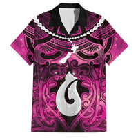 Personalised Maori Matariki Hei Matau Mawhero Family Matching Mermaid Dress and Hawaiian Shirt Maori Kowhaiwhai Pattern Galaxy LT01 Dad's Shirt - Short Sleeve Pink - Polynesian Pride