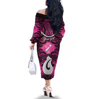 Personalised Maori Matariki Hei Matau Mawhero Family Matching Off The Shoulder Long Sleeve Dress and Hawaiian Shirt Maori Kowhaiwhai Pattern Galaxy