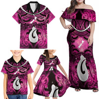 Personalised Maori Matariki Hei Matau Mawhero Family Matching Off Shoulder Maxi Dress and Hawaiian Shirt Maori Kowhaiwhai Pattern Galaxy