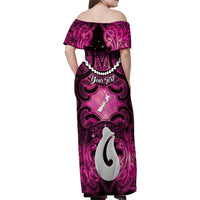 Personalised Maori Matariki Hei Matau Mawhero Family Matching Off Shoulder Maxi Dress and Hawaiian Shirt Maori Kowhaiwhai Pattern Galaxy