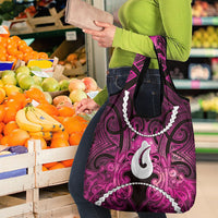 Maori Matariki Hei Matau Mawhero Grocery Bag Maori Kowhaiwhai Pattern Galaxy
